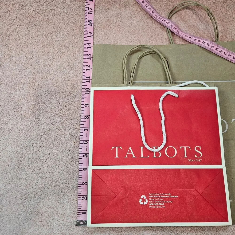Talbots Lot of 4 Shopping Gift Bags Craft Brown and Red